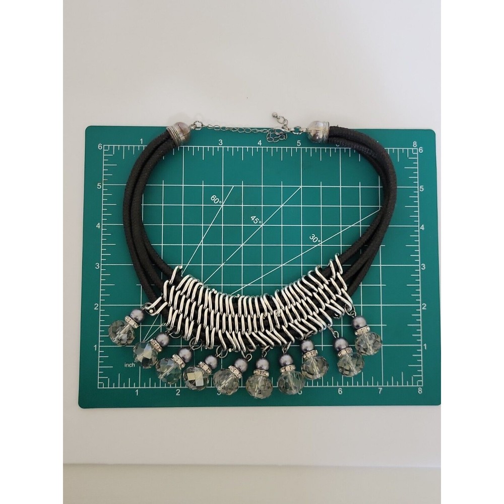 Vintage Silvertone Bling Chainmail Adjustable Statement Choker Necklace Jewelry - Picture 9 of 11